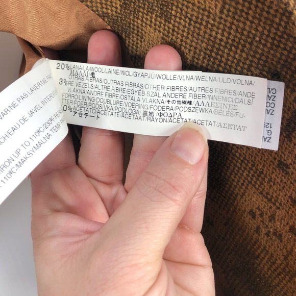 Brown Patterned ZARA Basic Blazer/Jacket Size 8 - Picture 9 of 10